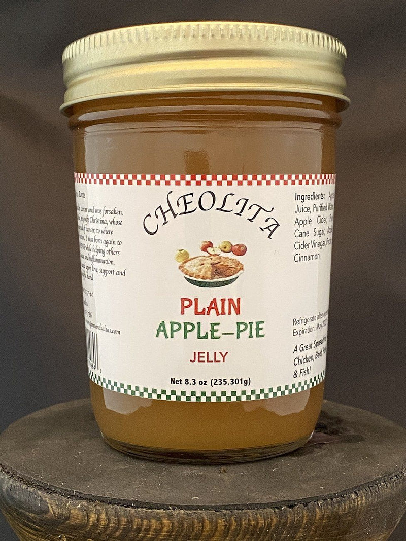 Natural Apple Pie Jelly 12oz Jars (Plain, Mild, Medium, Hot) - Cheolita Jams Jellies & Salsas