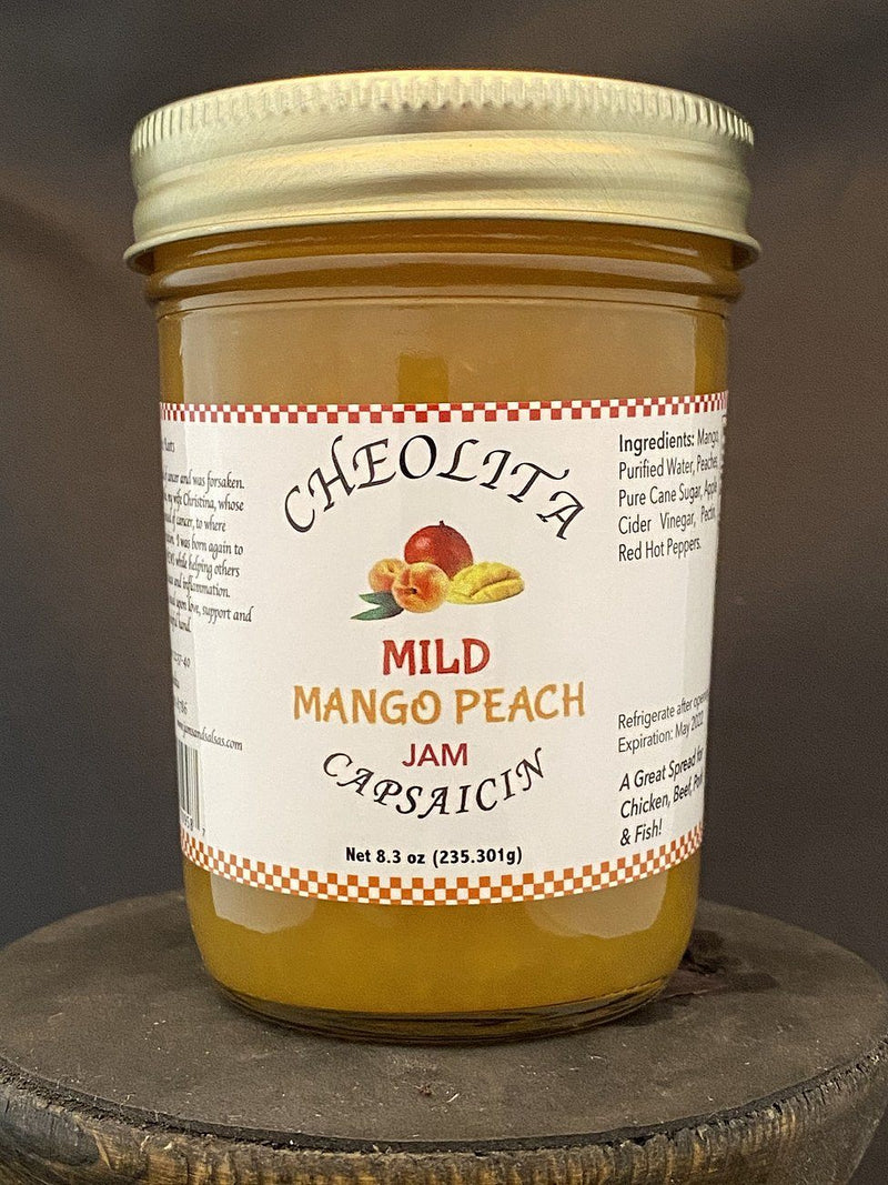 Mango Peach Jam 12oz Jars (Plain, Mild, Medium, Hot) - Cheolita Jams Jellies & Salsas