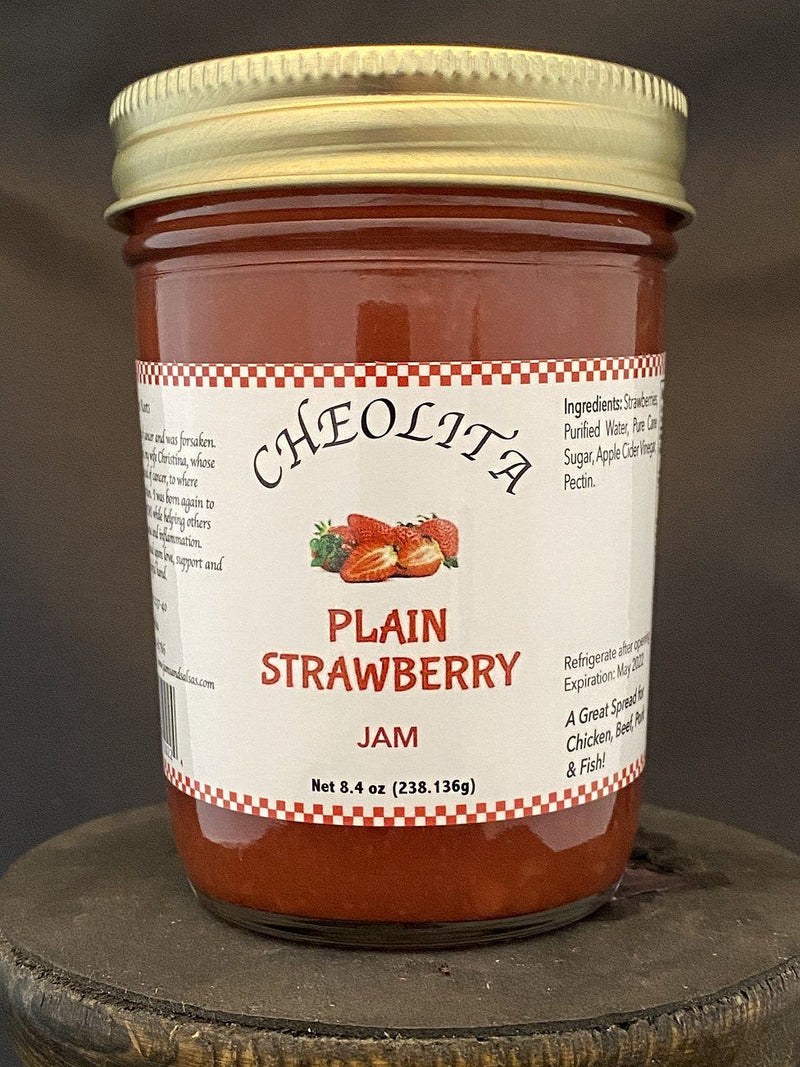 Strawberry Jam 12oz Jars (Plain) - Cheolita Jams Jellies & Salsas