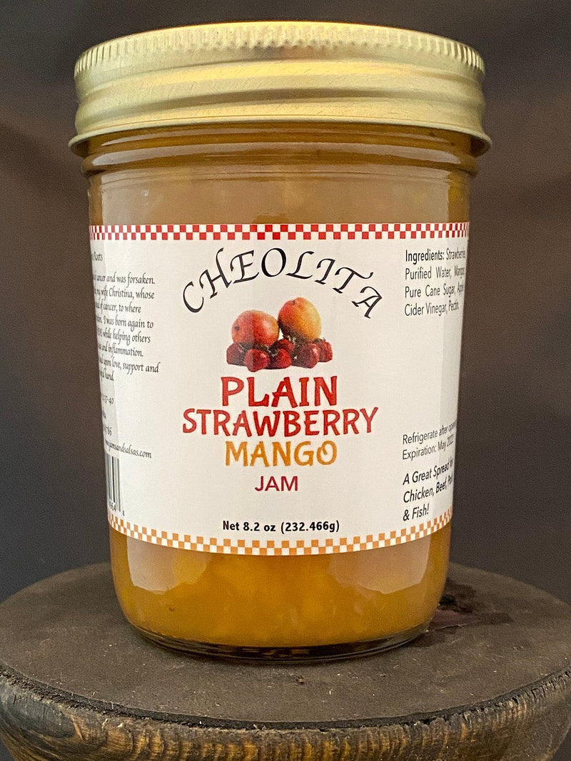 Strawberry Mango Jam 12oz Jars (Plain, Mild, Medium, Hot) - Cheolita Jams Jellies & Salsas